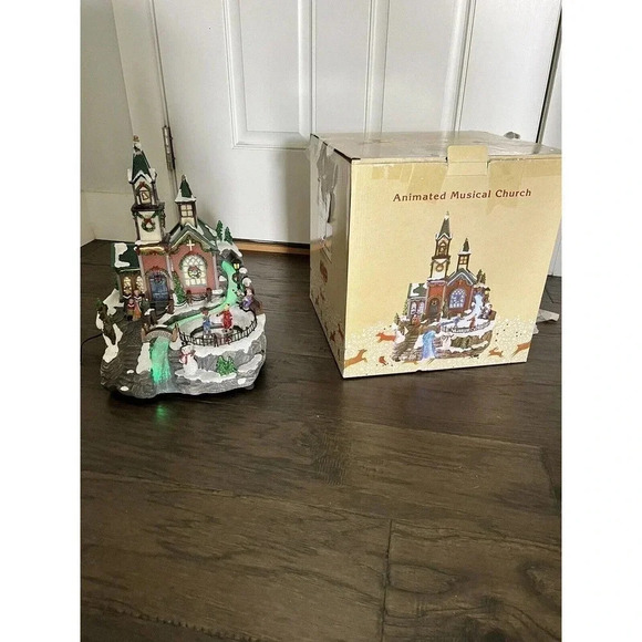 Cracker Barrel ANIMATED MUSICAL CHURCH PLAYS 8 SONGS WORKS! 11" X 11" X 16" EUC - Picture 1 of 16